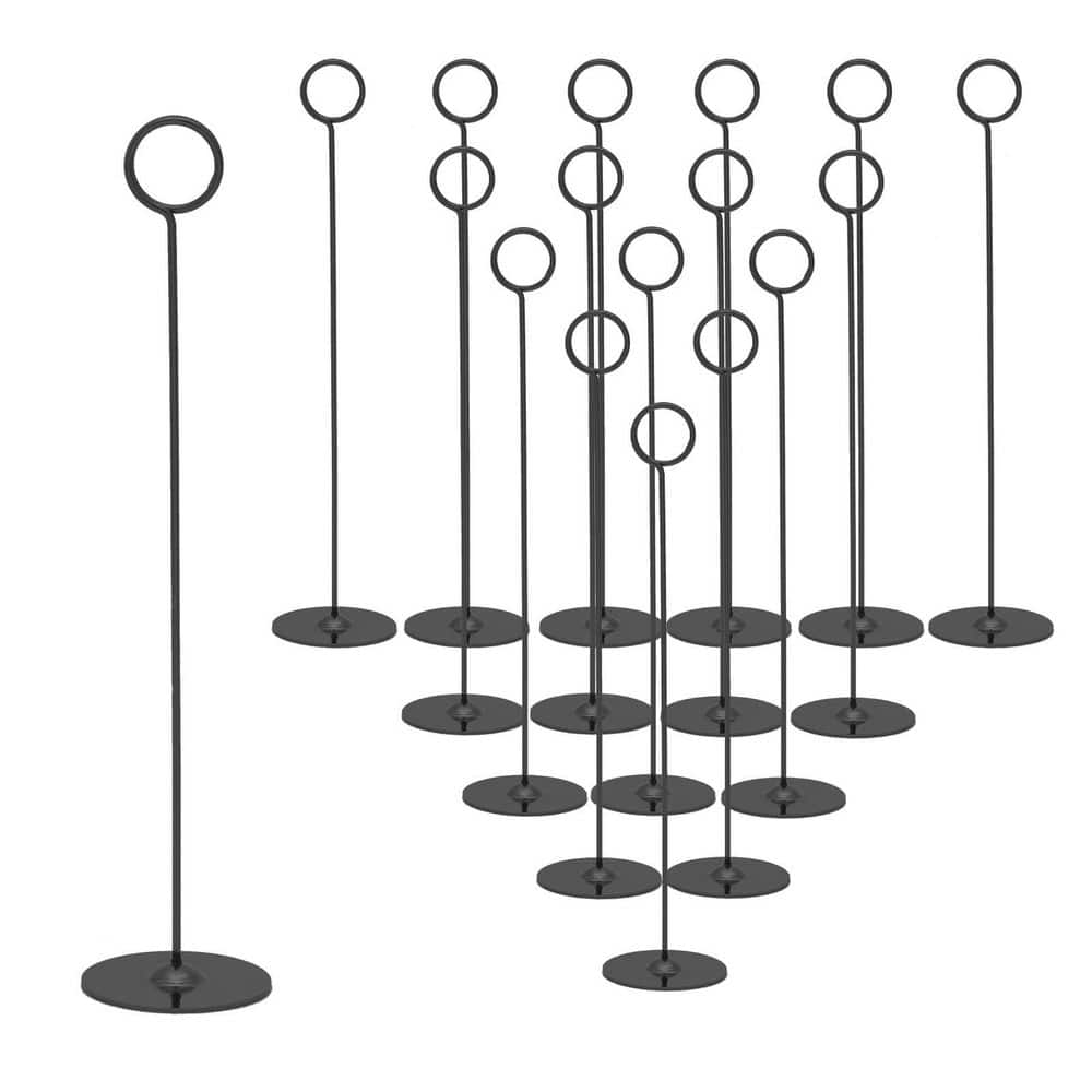 2.7 in. W x 12 in. H Black Solid Stainless-Steel Card Holder (Set of 16) - Hercitys