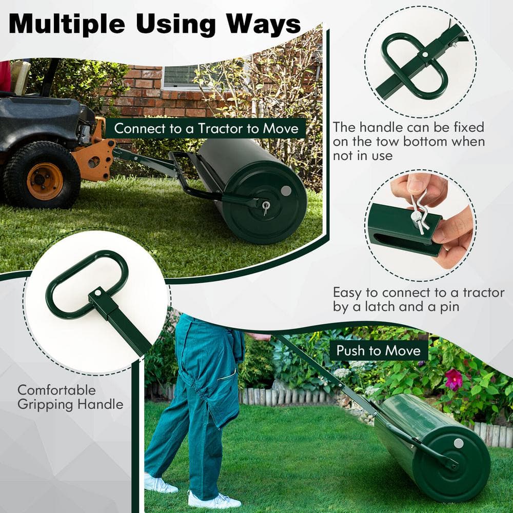 39 in. W Push/Tow Lawn Roller, Green - Hercitys