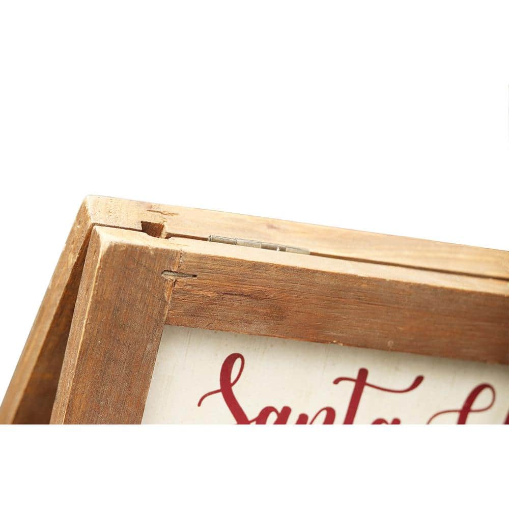 22.875 in. Natural Wood Framed Freestanding Christmas Advent Calendar with Magnet - Hercitys