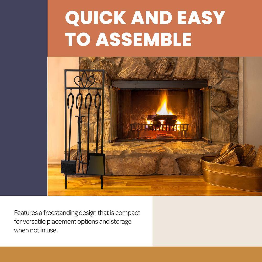 5-Piece Iron Fireplace Tool Set - Hercitys