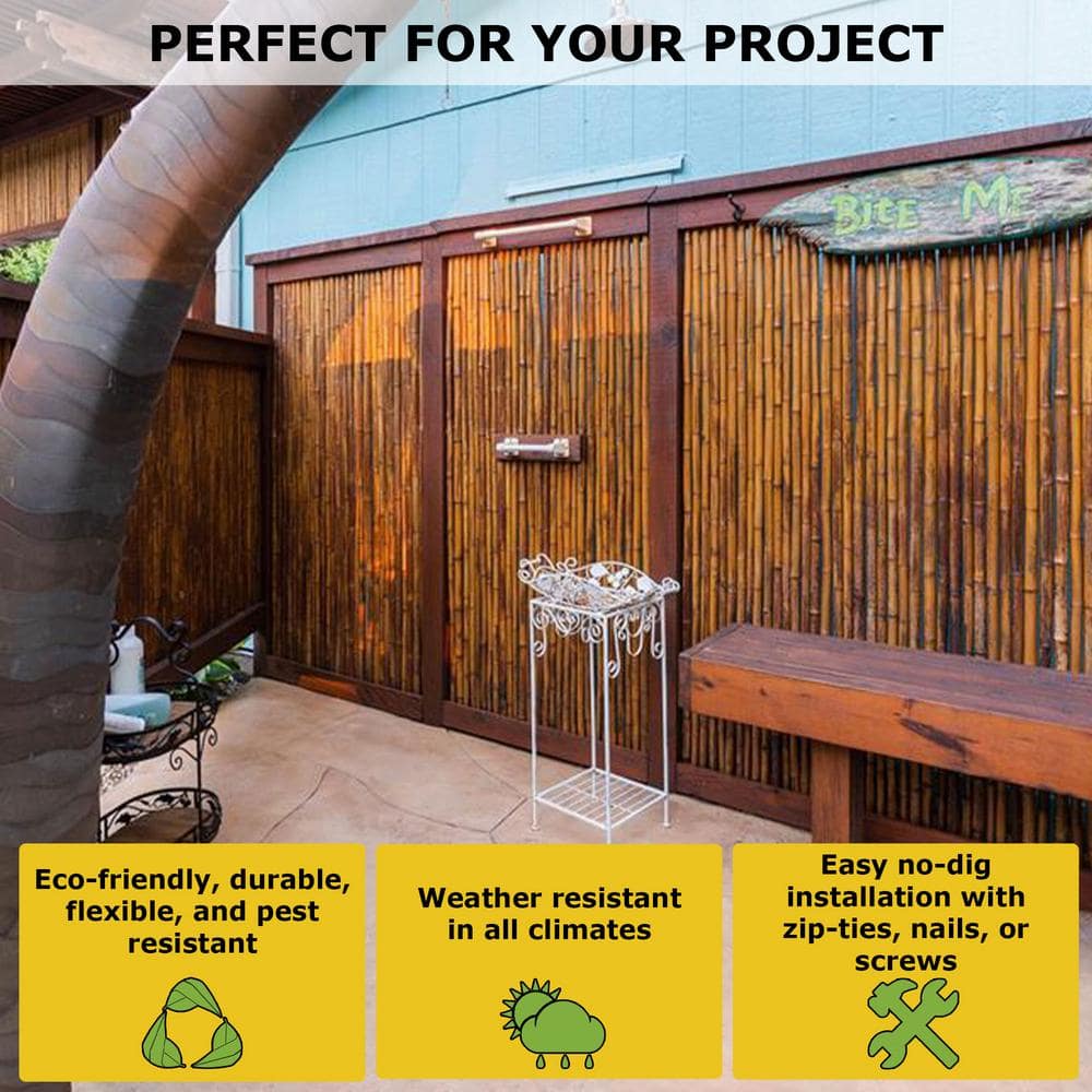 4 ft. H x 8 ft. W Caramel Brown Bamboo Fencing Garden Fence Panel - Hercitys