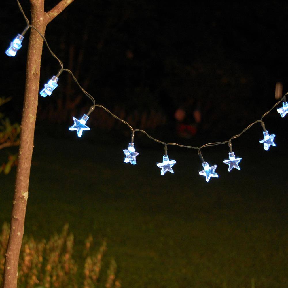 30-Light 13 ft. White Stars Solar String Light - Hercitys