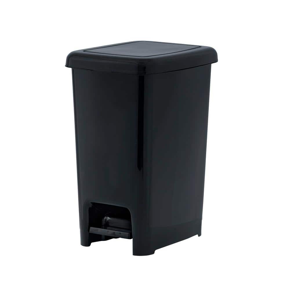16 Gal. Black Plastic Slim Pedal Trash Can - Hercitys