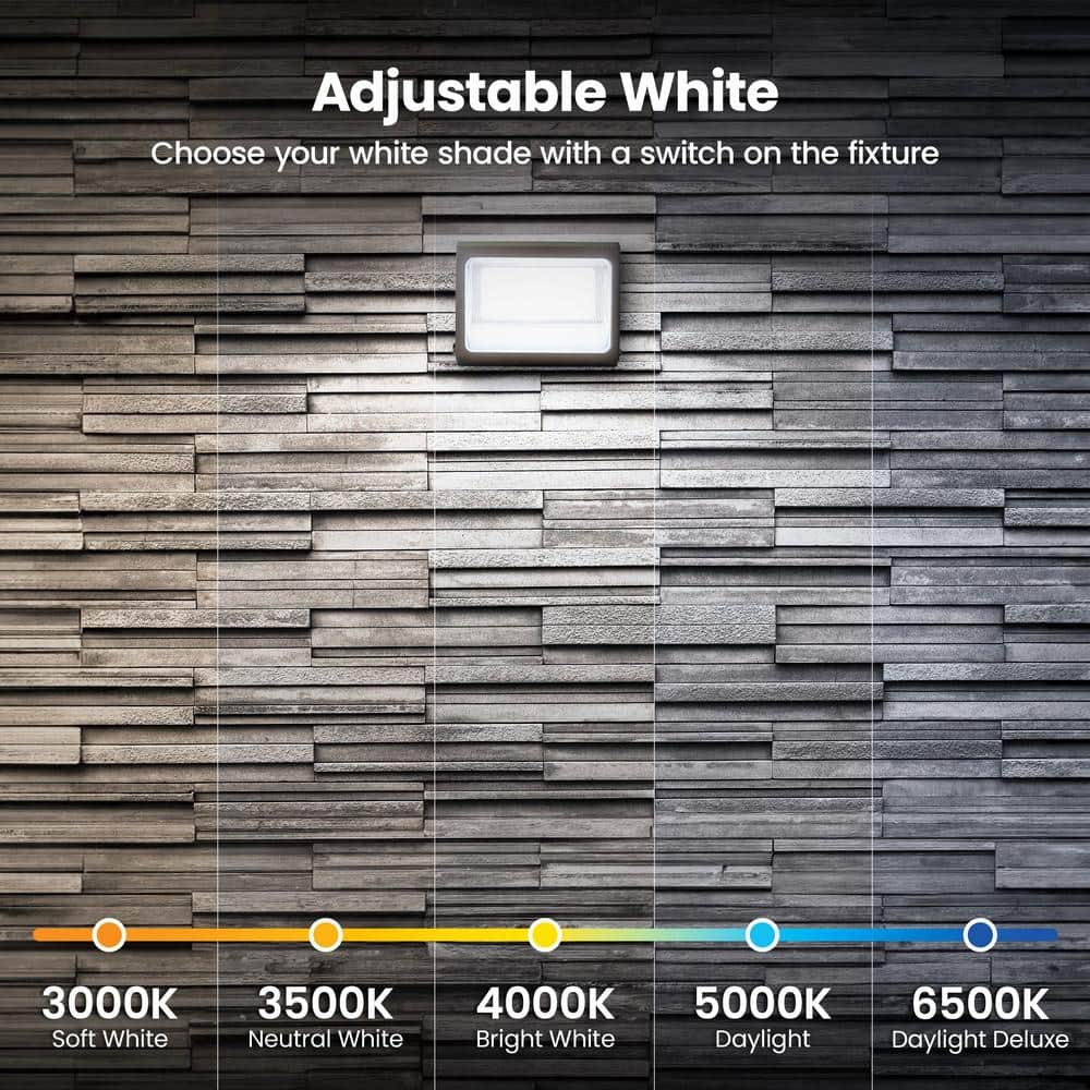 4000/6000/8000 Lumen Select Integrated LED Selectable 5CCT Bronze Dusk to Commercial Wall Pack Light - Hercitys