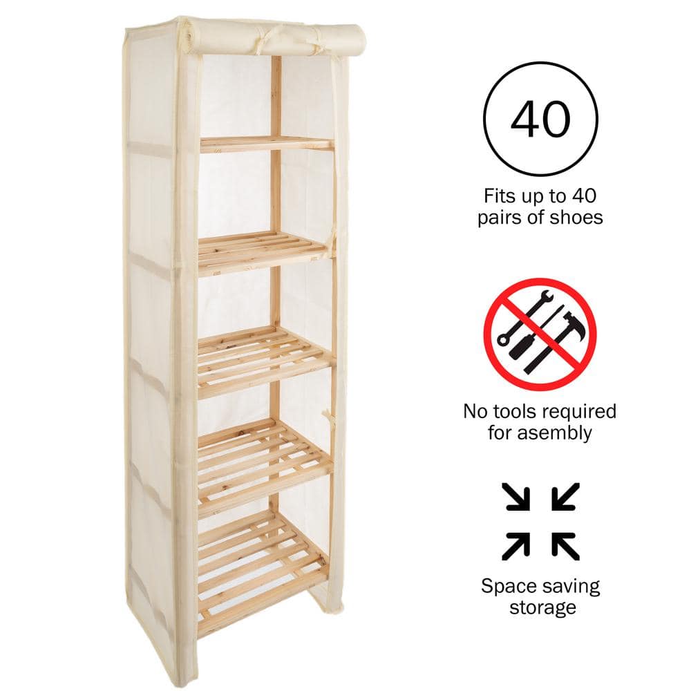5-Tier Wooden Shelving Unit with Removable Cover - Hercitys