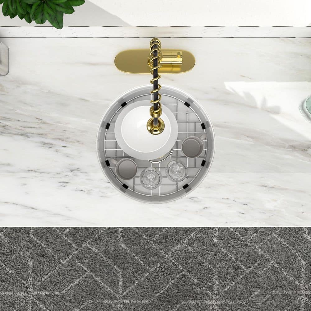 18 in. Undermount Single Bowl White Round Fireclay Kitchen Sink - Hercitys