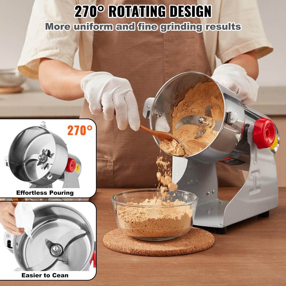 500g Electric Grain Mill Grinder, High Speed 2000-Watt Commercial Grinders, Stainless Steel Pulverize Powder Machine - Hercitys