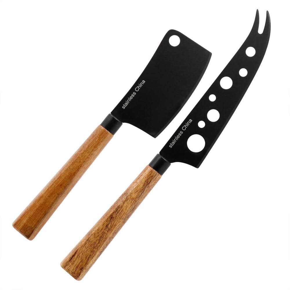 3-Piece Acacia Wood Charcuterie Serving Board and Cheese Knife Set in Brown - Hercitys