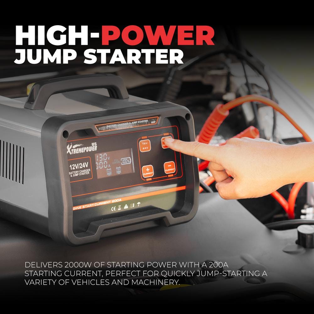 12-Volt/24-Volt 75-Amp Battery Charger and Maintainer with Clamps - Hercitys