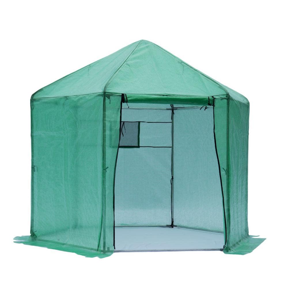 110 in. W x 110 in. D x 96 in. H Walk in Greenhouse with Hexagonal Upgrade Reinforced Frame - Hercitys