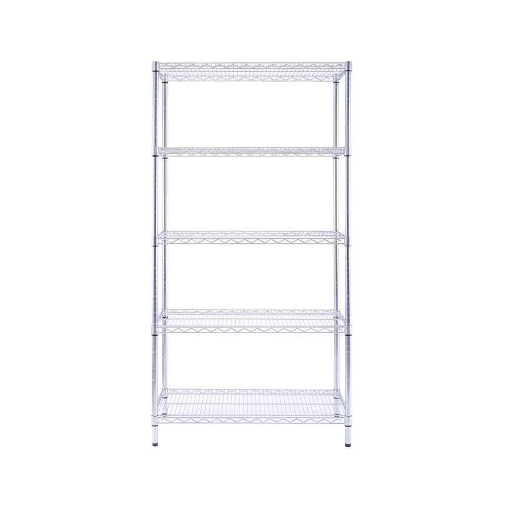 5 Tier Commercial Chrome Shelving Unit 18 in. x 36 in. x 72 in. - Hercitys