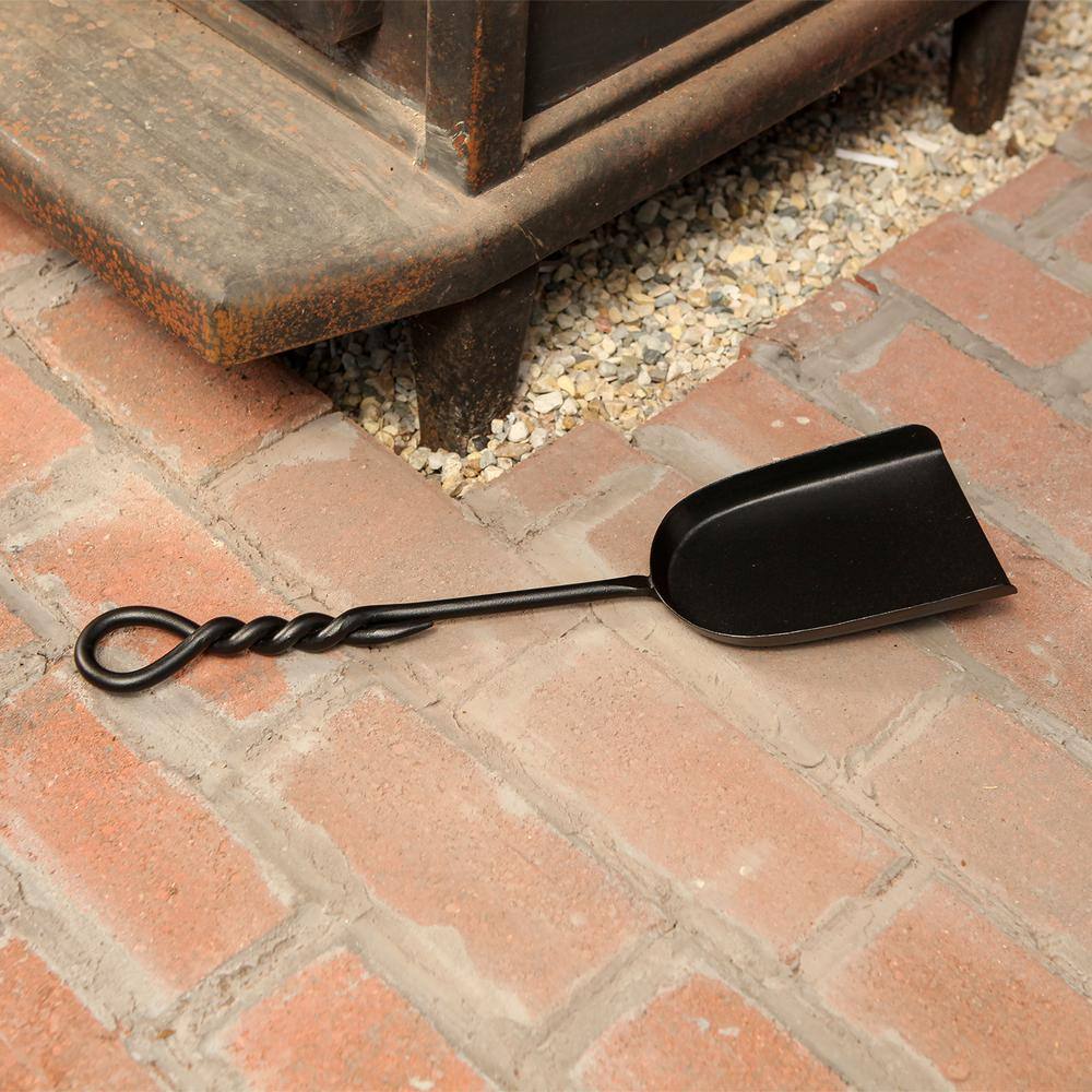 18 in. Tall Black Mini Rope Design Fireplace Shovel Tool - Hercitys