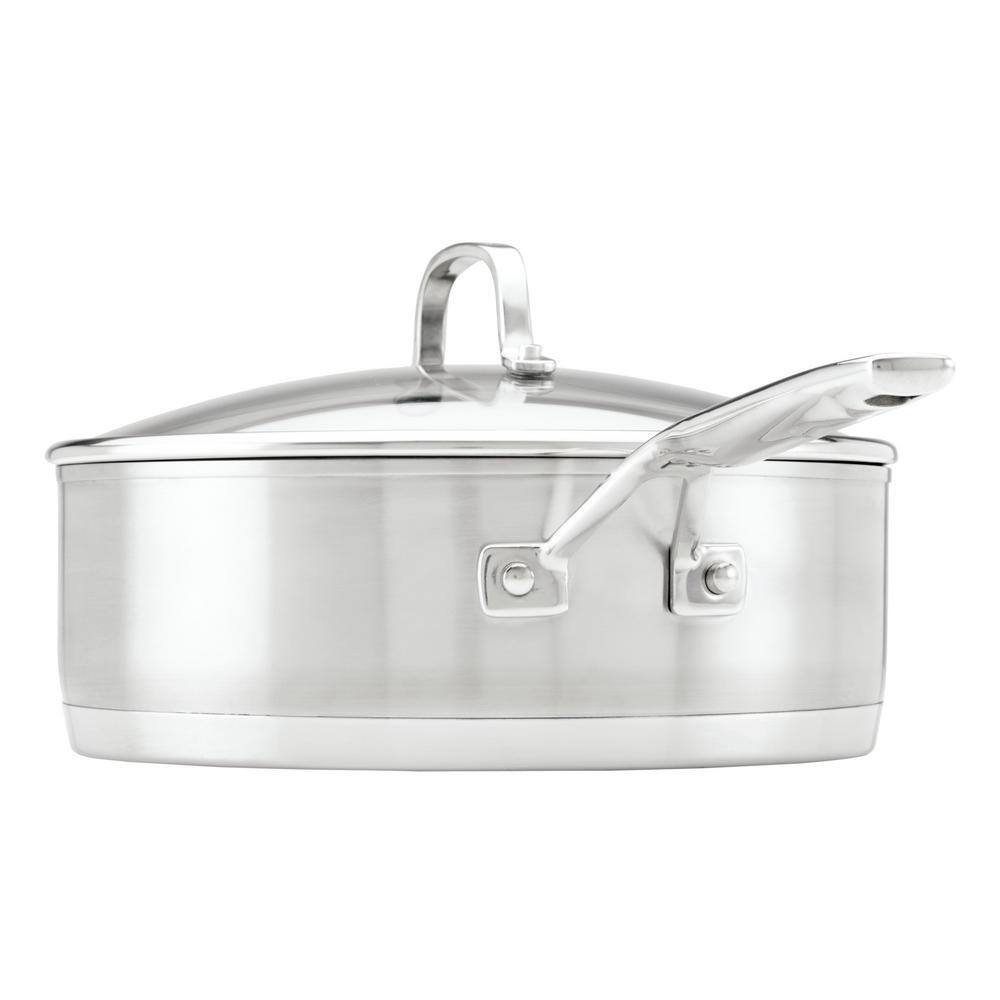3-Ply Base Stainless Steel 4.5 qt. Stainless Steel Saute Silver - Hercitys