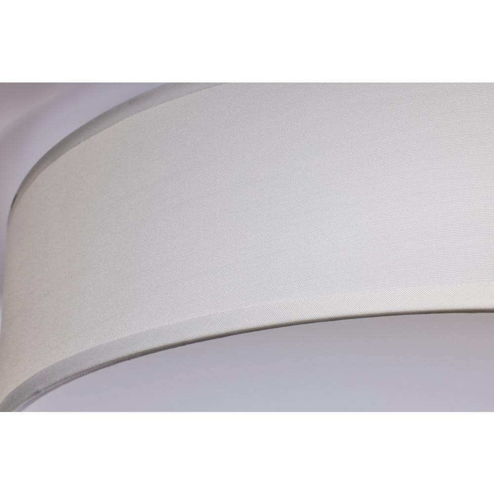 15 in. White Contemporary Integrated LED Flush Mount with Fabric Shade and White Acrylic Diffuser - Hercitys
