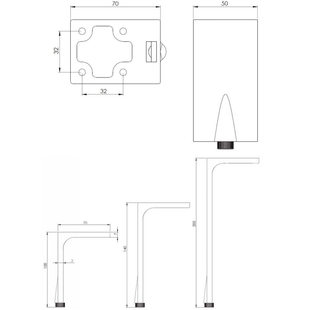 5 1/2 in. (140 mm) Chrome Zamak Furniture Leg with Leveling Glide - Hercitys