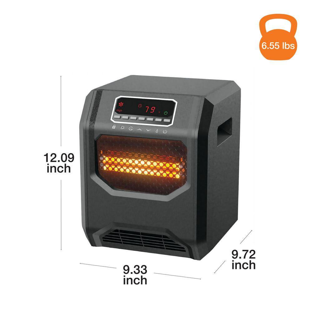 1500-Watt Electric 6 Element Compact Infrared Radiant Space Heater Electric in Black - Hercitys