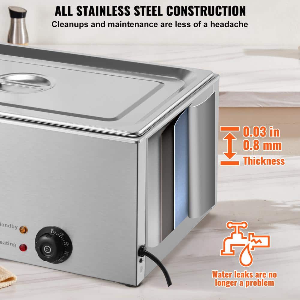 4-Pan Commercial Food Warmer 16.4 qt. Electric Steam Table 1200 Watt Countertop Stainless Steel Bain Marie, Silver - Hercitys