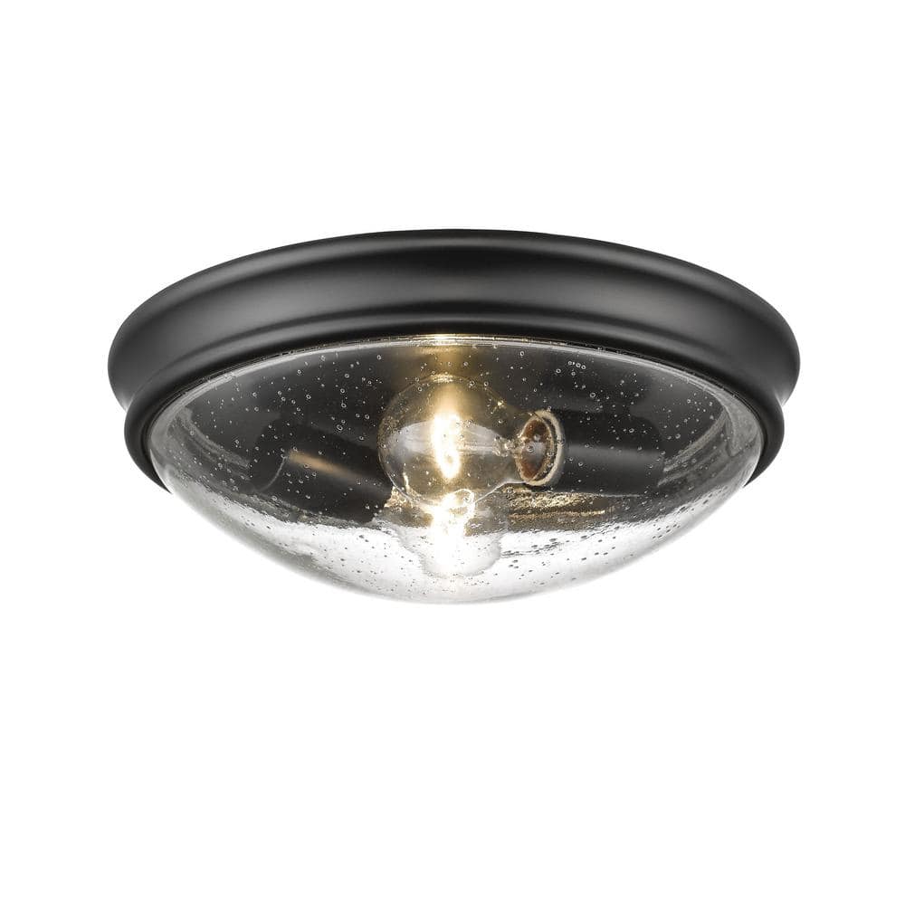 12 in. W 2-Light Matte Black Ceiling Fixture Flush Mount - Hercitys
