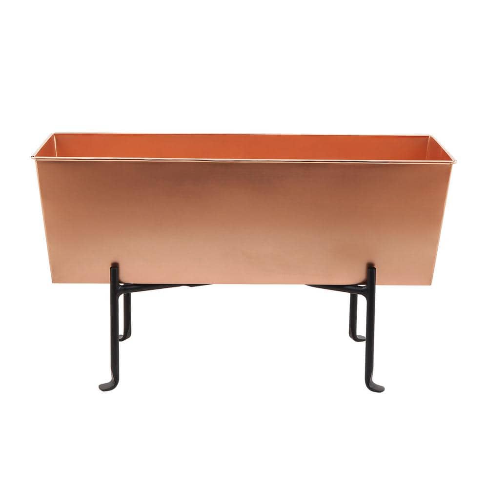 23.25 in. W Copper Plated Medium Galvanized Steel Flower Box Planter With Folding Stand - Hercitys