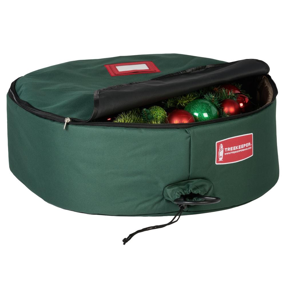 30 in. Artificial Padded Christmas Wreath Storage Bag with Protective Direct Suspend Hanger - Hercitys