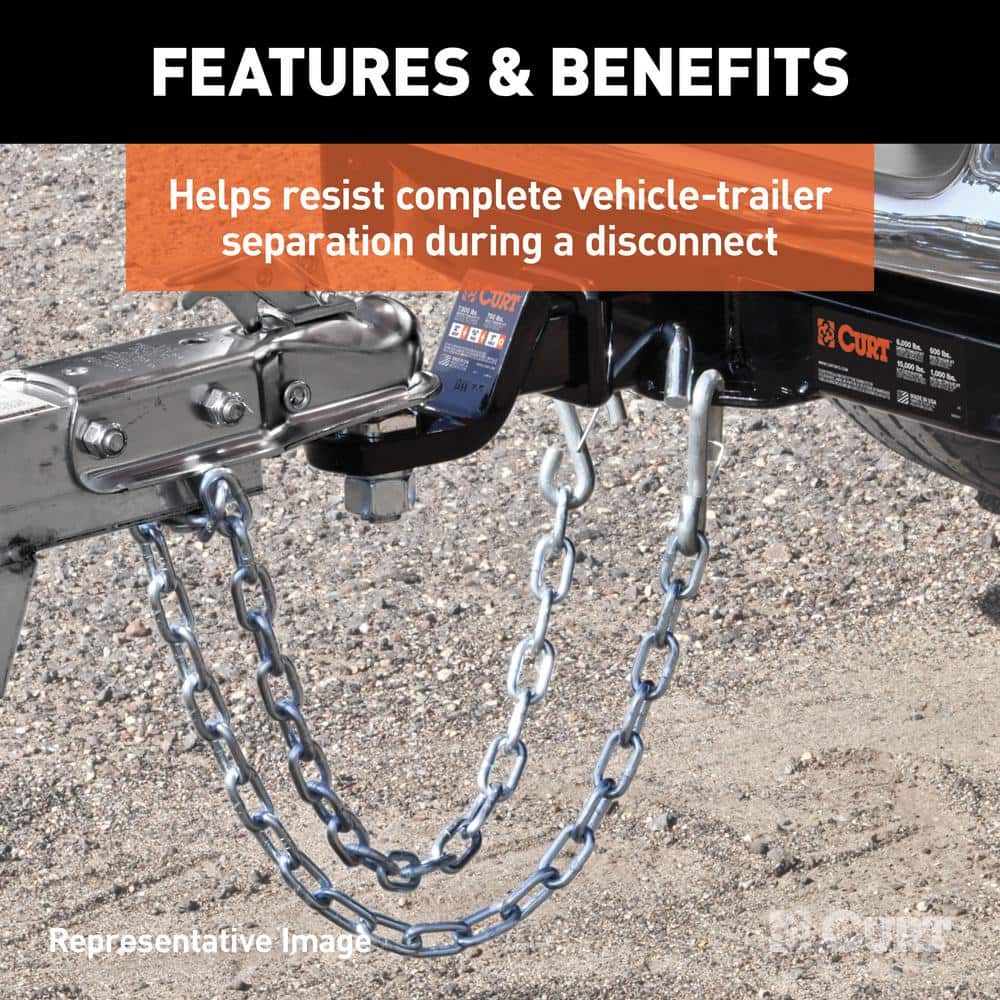 48″ Safety Chain with 2 S-Hooks (5,000 lbs., Clear Zinc) - Hercitys