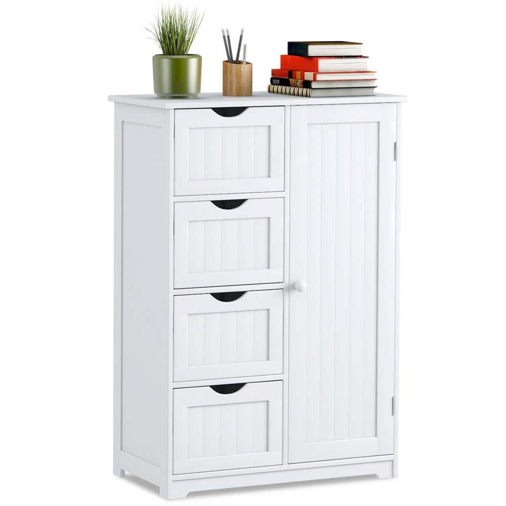 22 in.W x 32 in.H x 12 in.D 4-Gauge 2-Shelves Wooden Freestanding Cabinet in White - Hercitys