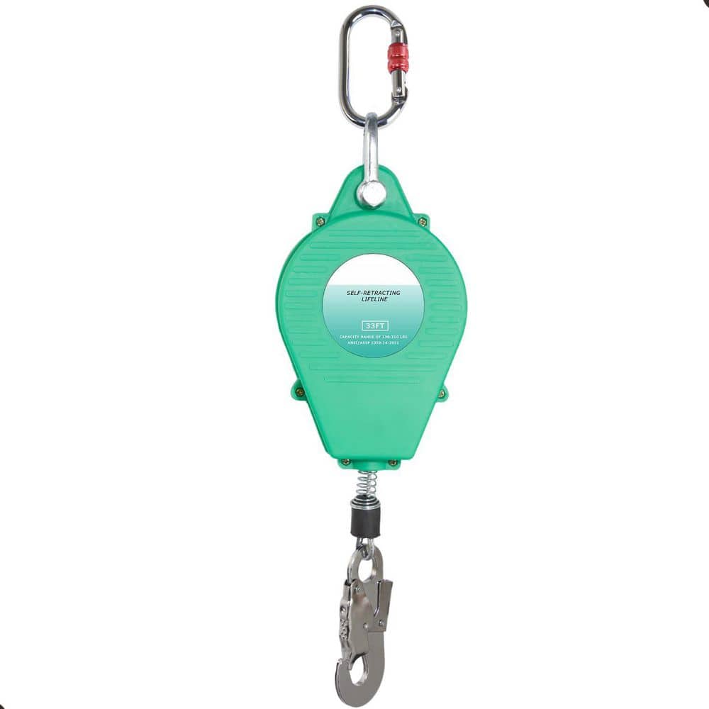 33 ft. Self Retracting Lifeline Fall Arrest Protection Steel Wire Rope Retractable Safety Lanyard Roofing SRL - Hercitys