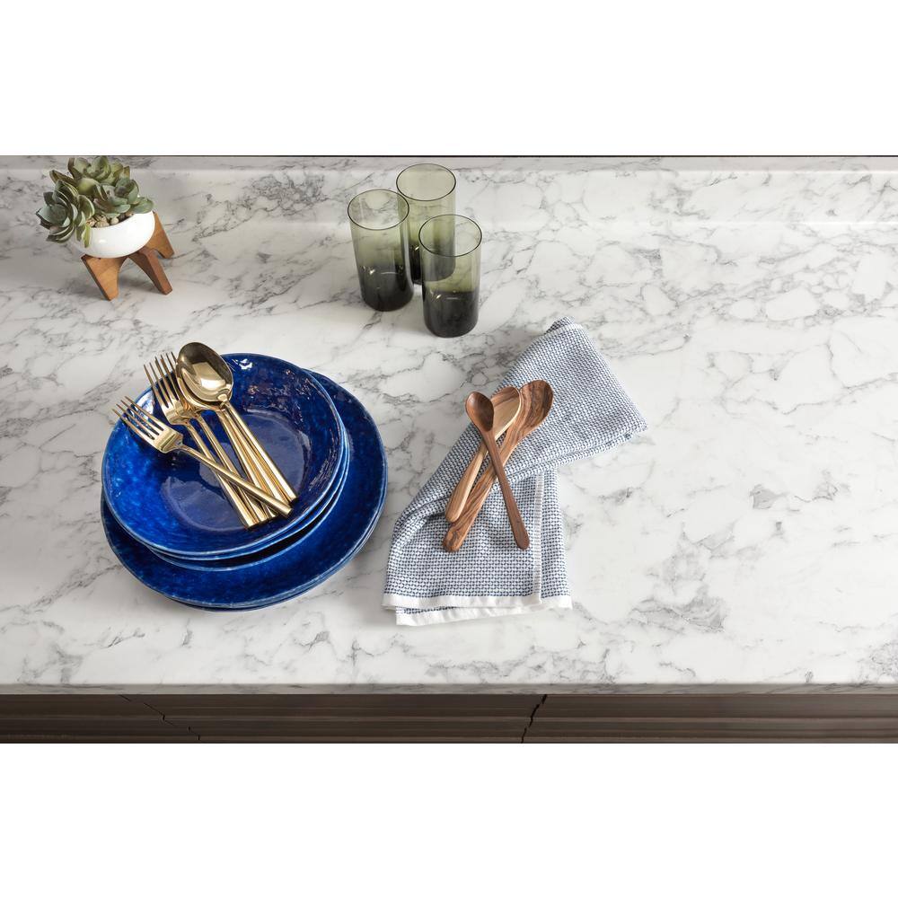 4 ft. x 8 ft. Laminate Sheet in Marmo Bianco Premium Textured Gloss Finish - Hercitys