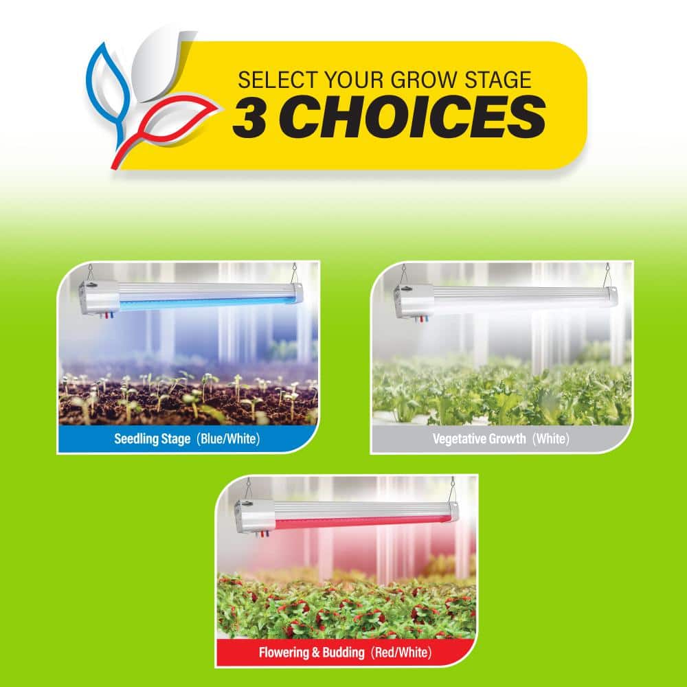 24 in. 27-Watt Vertical White LED 3 Adjustable Spectrum Linkable Plant Grow Light Fixture White Adjustable Light - Hercitys