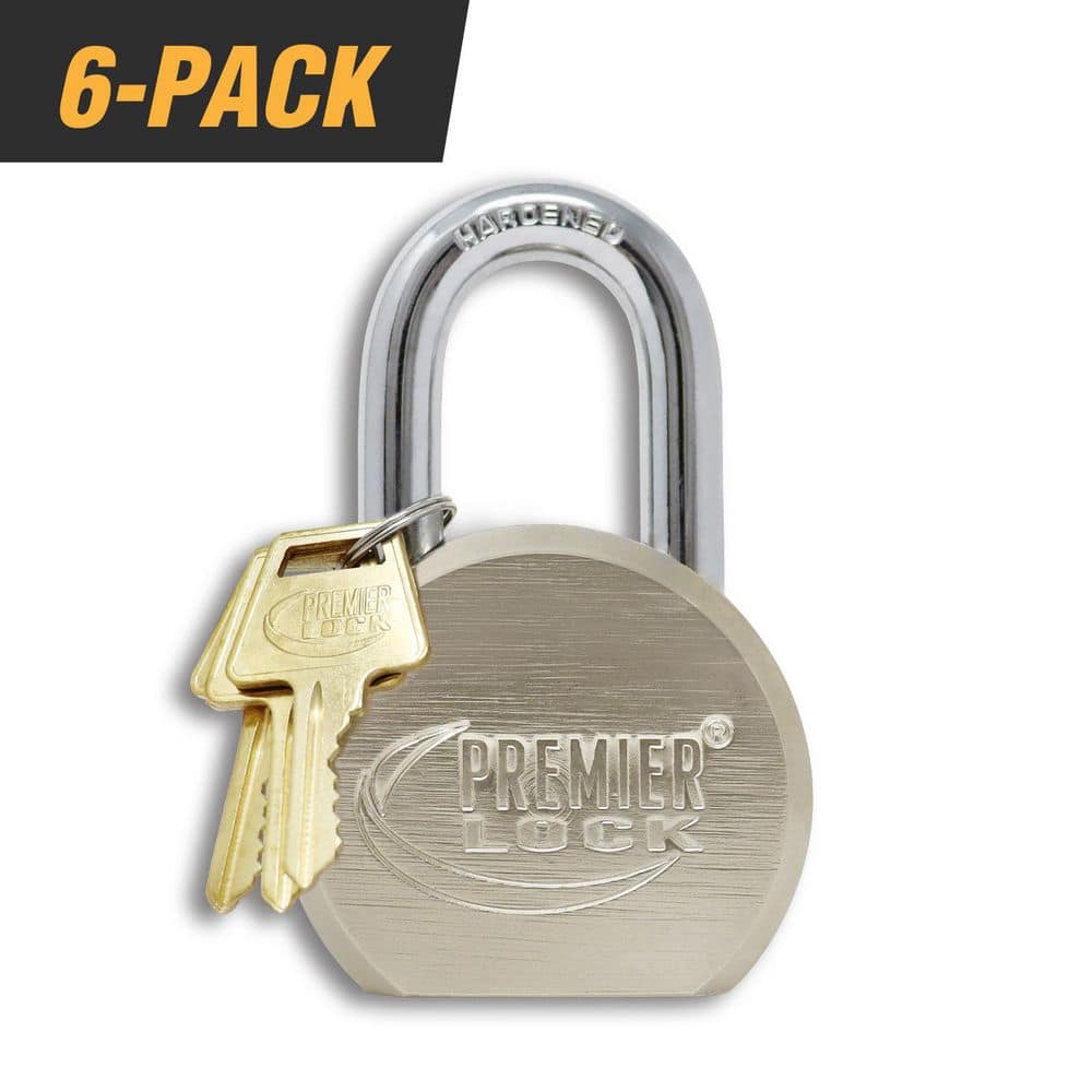 2-5/8 in. Premier Solid Steel Commercial Gate Keyed Padlock with Short Shackle and 18 Keys Total (6-Pack, Keyed Alike) - Hercitys