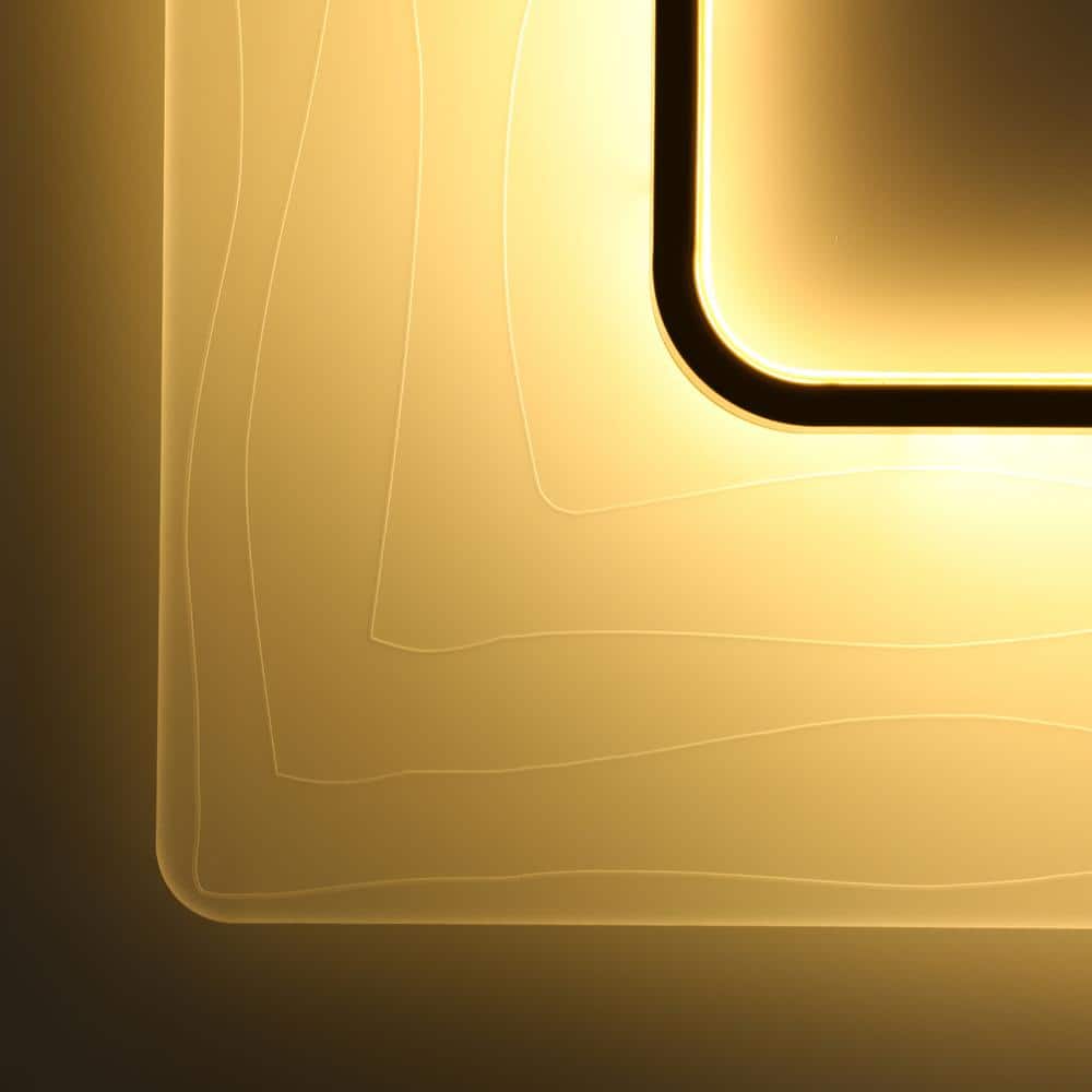 35.43 in. 1-Light White Modern Creative Wave Design Dimmable Selectable LED Flush Mount Ceiling Light with Remote - Hercitys