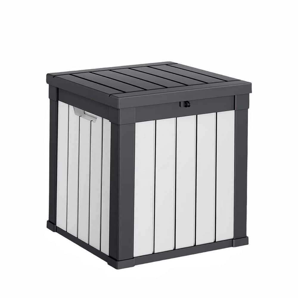 50 Gal. Durable Plastic Outdoor Storage Deck Box in Black & White - Hercitys