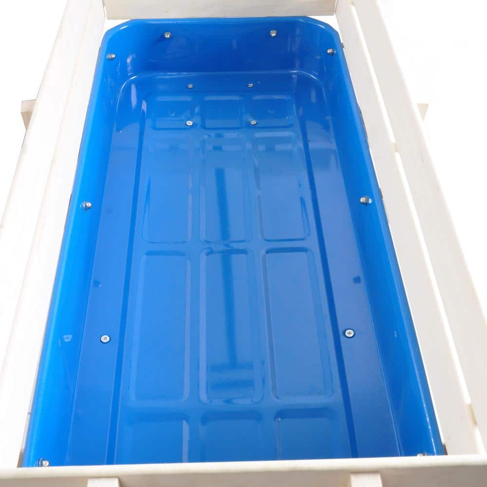 3 cu. ft. Wood and Steel Frame Wagon Heavy-Duty Push Hand Dump Garden Cart with Pneumatic Tires - Hercitys