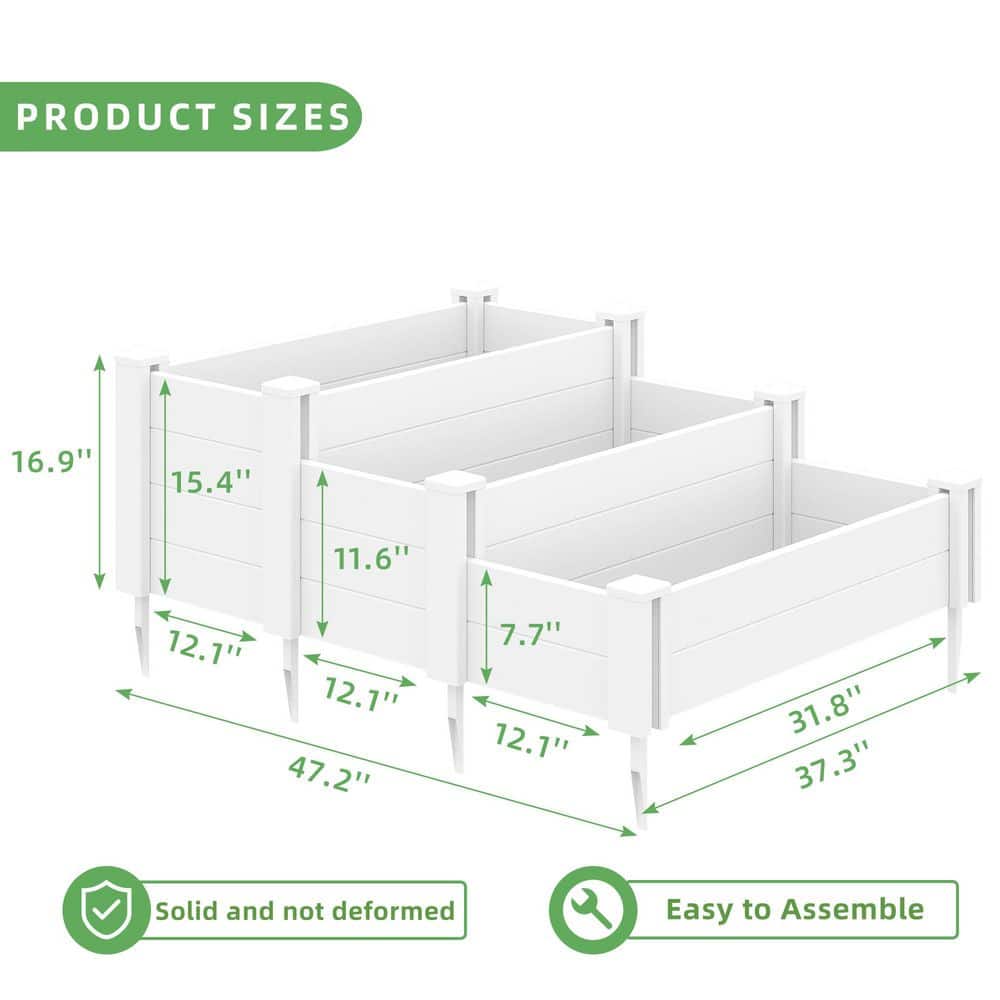 15.7 in. × 35.4 in. White PVC Plastic Raised Garden Bed Panels Durable and Elegant Boundary Solution - Hercitys