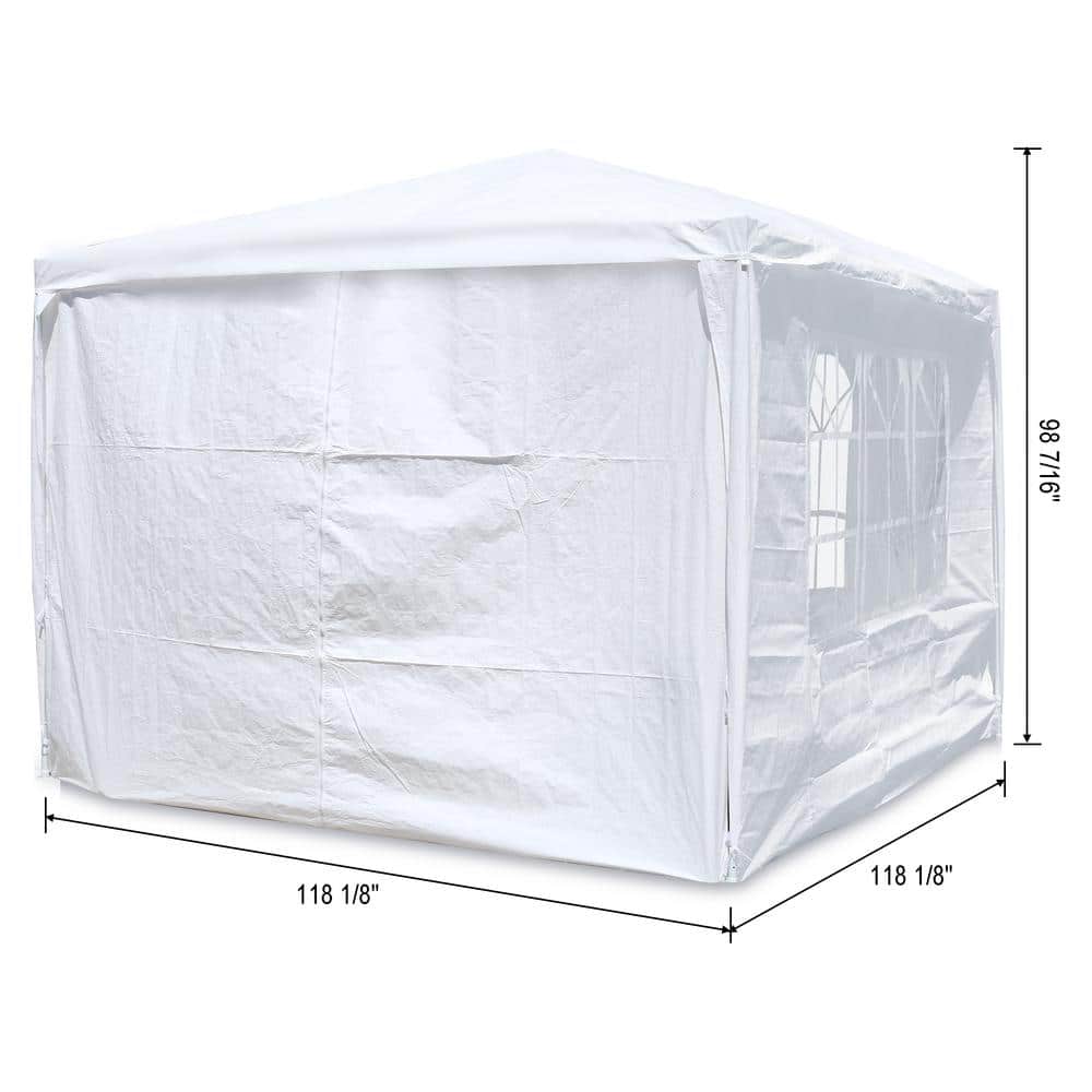 10 ft. x 10 ft. White Outdoor Heavy Duty Portable Gazebo with 4 Removable Walls - Hercitys