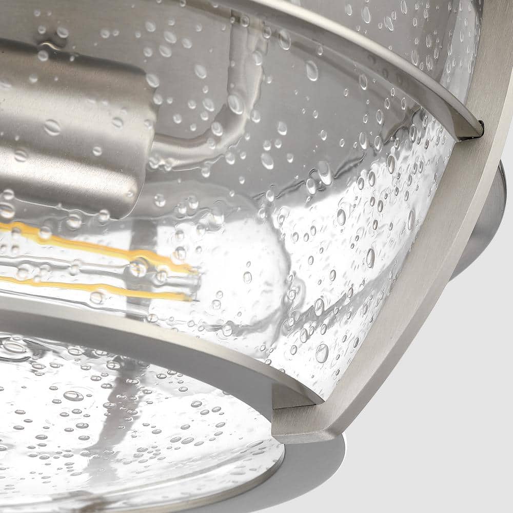 12.8 in. 2-Light Barreled Brushed Nickel Cage Flush Mount Ceiling Light - Hercitys