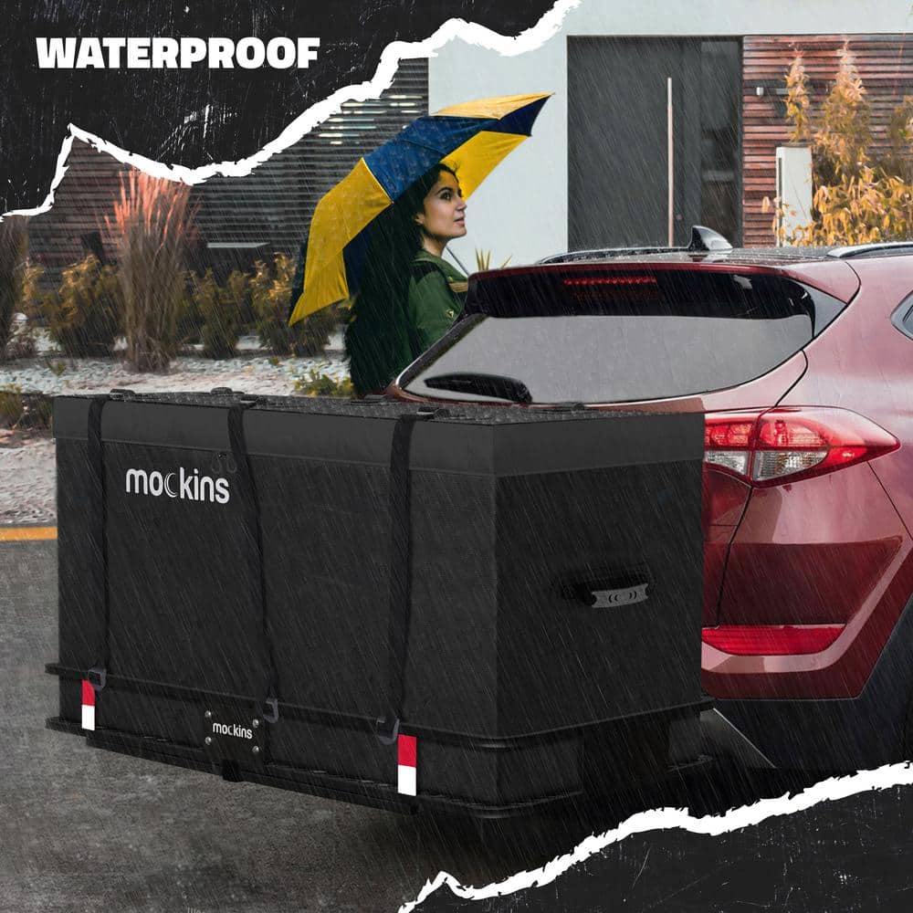 25 Cu. Ft. XL Hitch Cargo Carrier Bag 59.5×30.5×23.5 in. Black Abrasion Resistant Vinyl Waterproof Cargo Bag - Hercitys