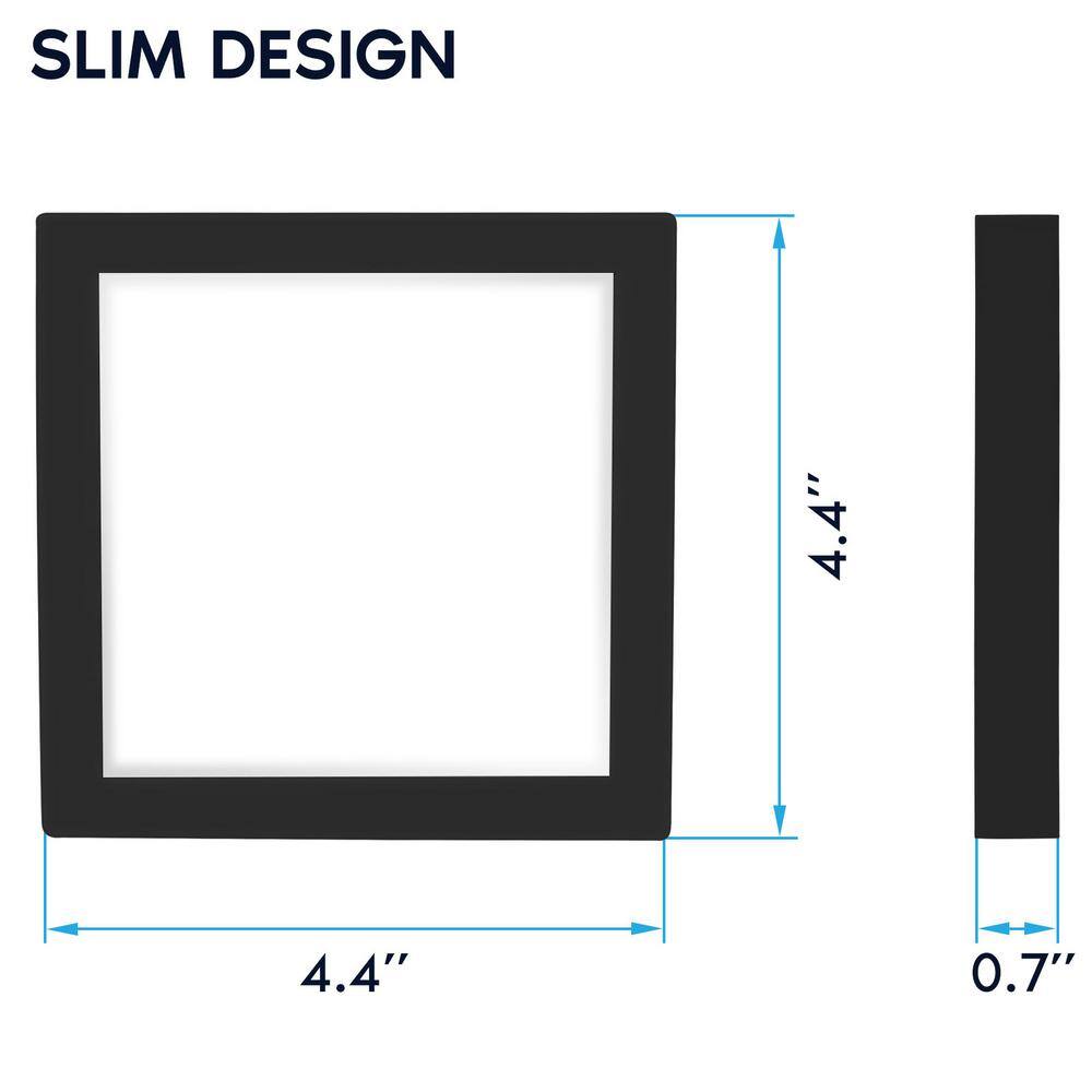 4 in. Square Black Modern Flush Mount Ceiling Light LED Integrated 10-Watt 600LM 5CCT 2700K-5000K Dimmable (4-Pack) - Hercitys
