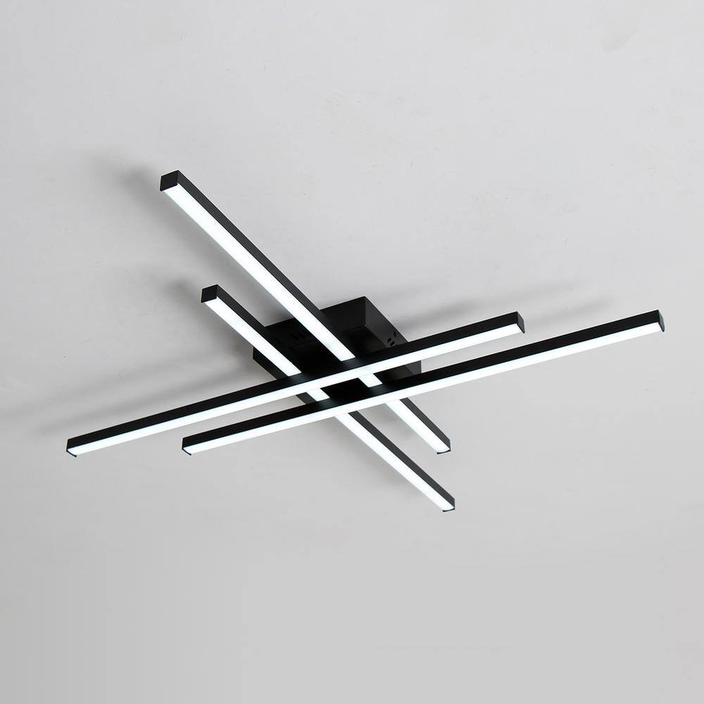 38 in. 4-Light Matte Black Integrated LED Flush Mount - Hercitys