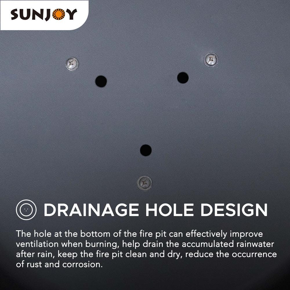 22 in Black Steel Round Wood Burning Fire Pit - Hercitys