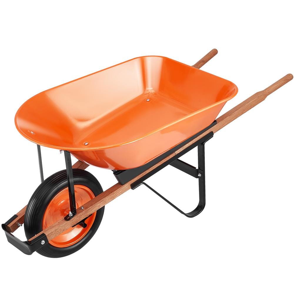 5 cu. ft. Plastic Garden Cart, 330 lbs. Capacity, One-Wheel Garden Dump Cart with 16in. Wide Track Wheels, Metal Handle - Hercitys