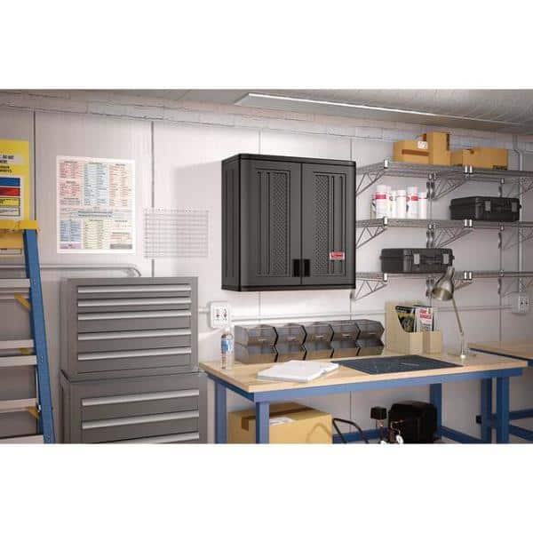 30 in W x 30 in H x 12 in D 1-Shelf Wall Mounted Plastic Garage Cabinet in Slate - Hercitys