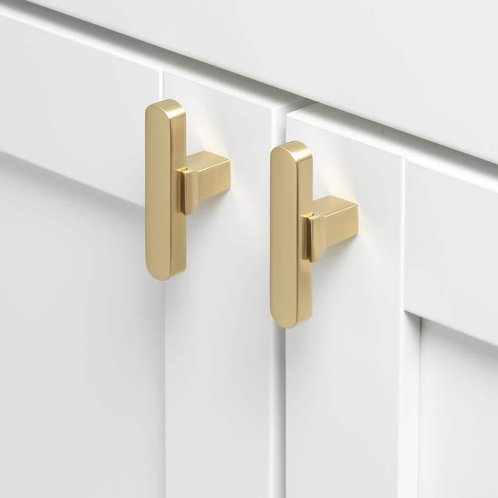 2-1/4 in. Champagne Gold Finish Solid Flat T-Bar Cabinet Knob (10-Pack) - Hercitys