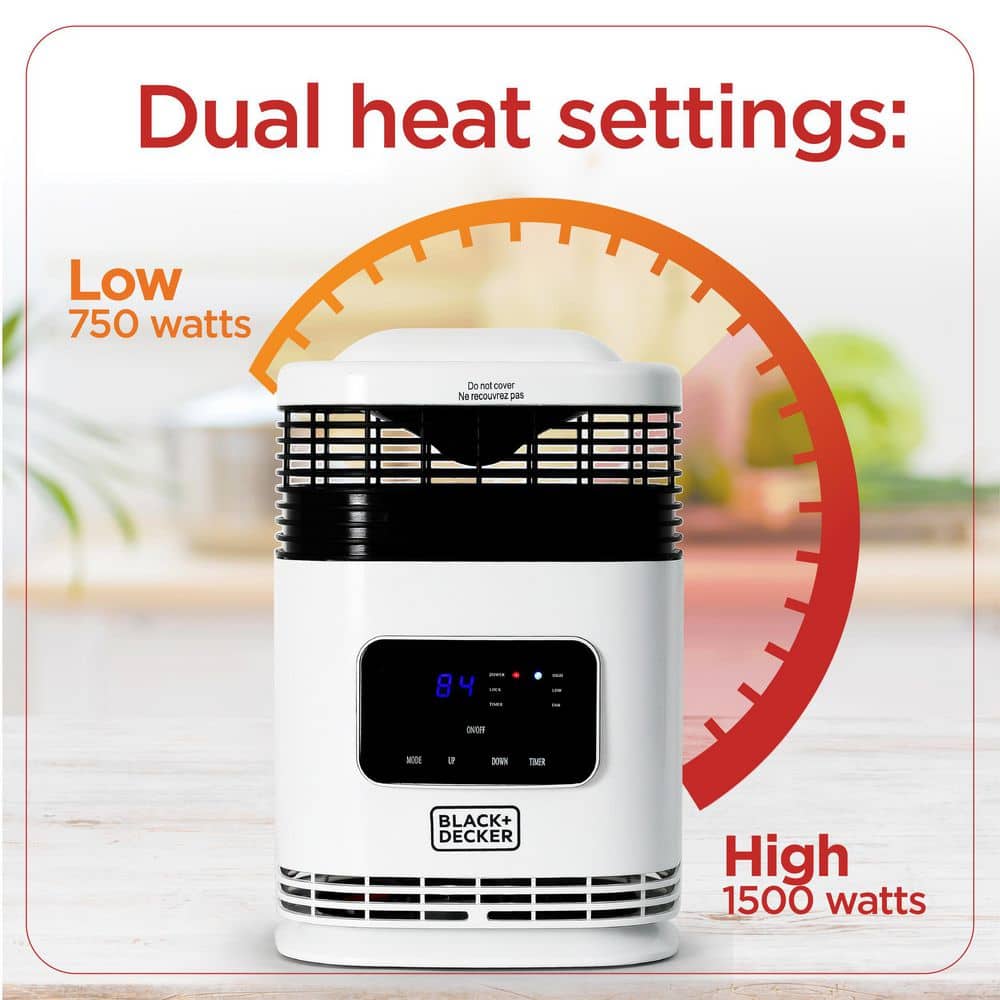 1500-Watt 360° Surround Compact Portable Electric Heater with Digital Display - Hercitys