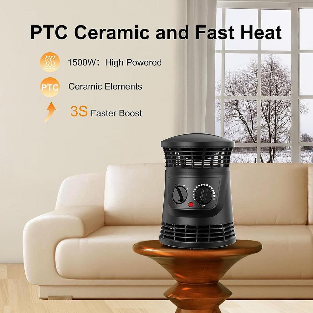 360 Surround Ceramic Heater with 2 Heat Settings - Hercitys
