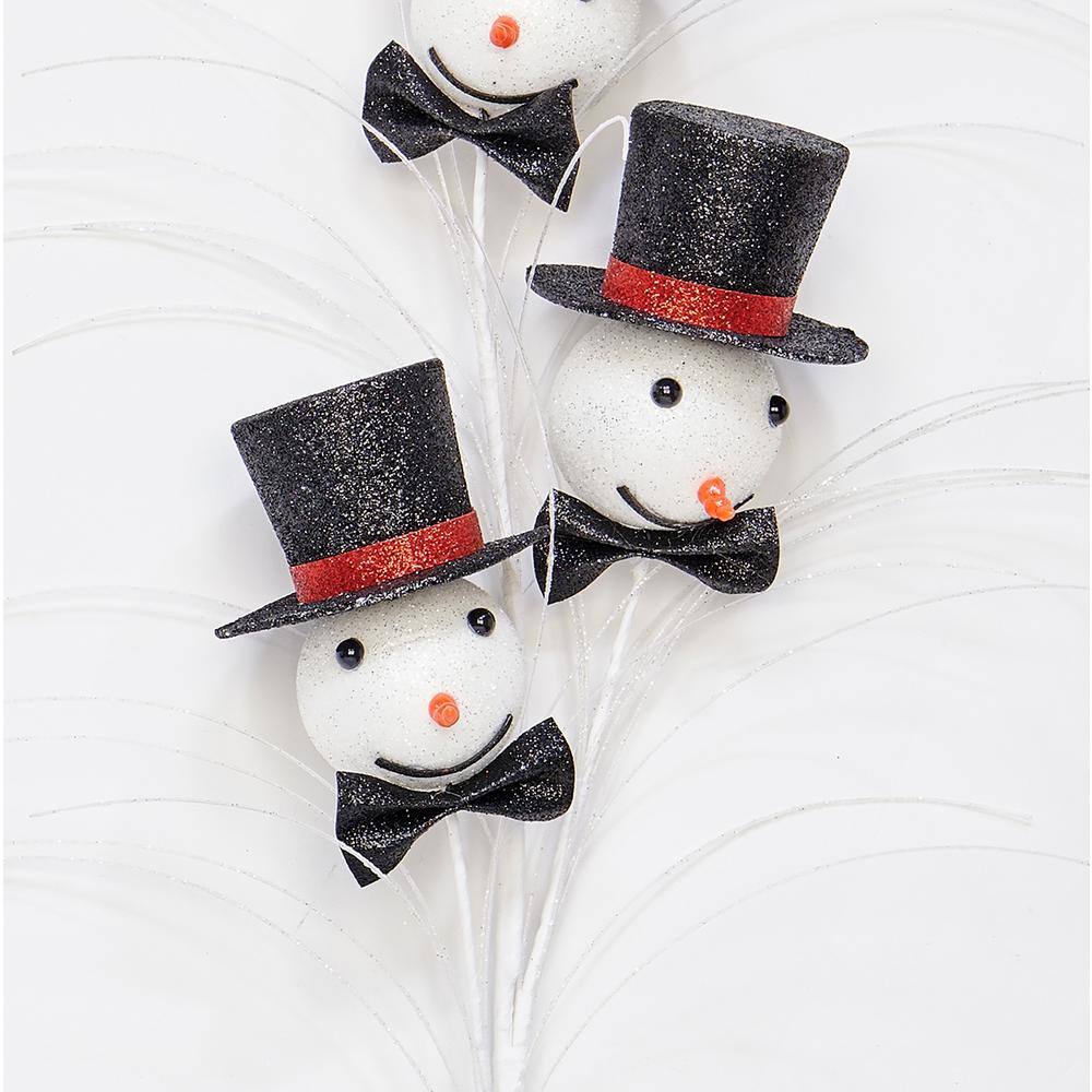 29.5 in. Christmas Snowman with Tophat and Bowtie Arrangement Spray, Set of 3 - Hercitys