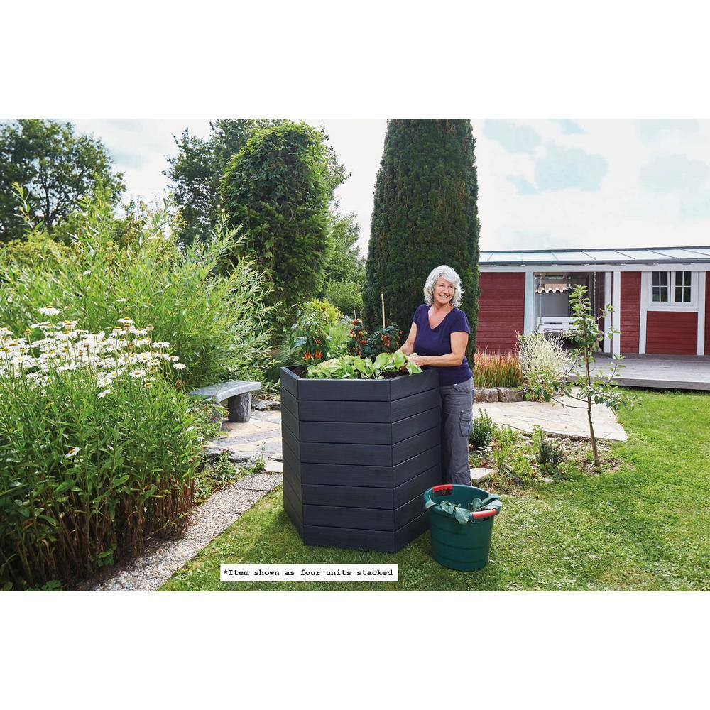 43.5 in. W x 43.5 in. L x 10 in. H Anthracite Hexagonal Plastic Modular Raised Bed - Hercitys