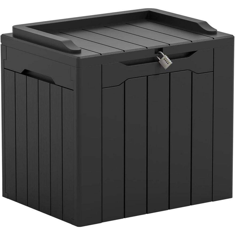 31 Gal. Resin Deck Box Outdoor Storage for Patio Furniture, Dark Black - Hercitys