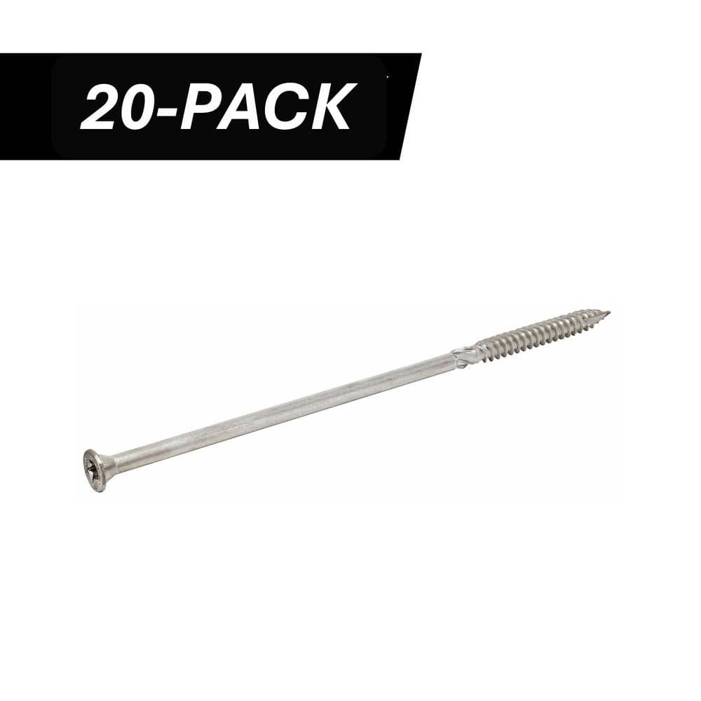 3/8 in. x 10 in. Star Drive Wafer Head Structural 316 Stainless Steel Screw (20-Piece) - Hercitys
