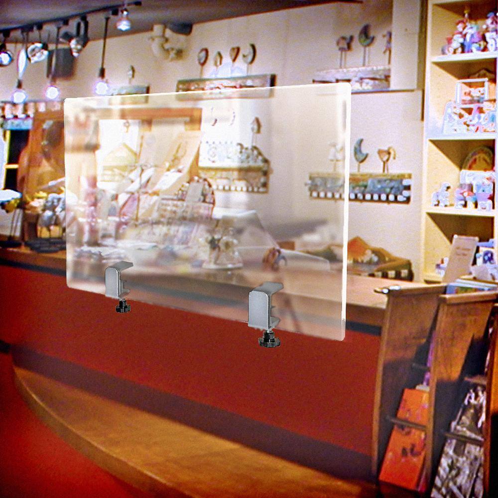 30 in. x 40 in. Clear Acrylic Personal Protection Equipment Panel/Silver Clamp Pack Of (1-Piece) - Hercitys